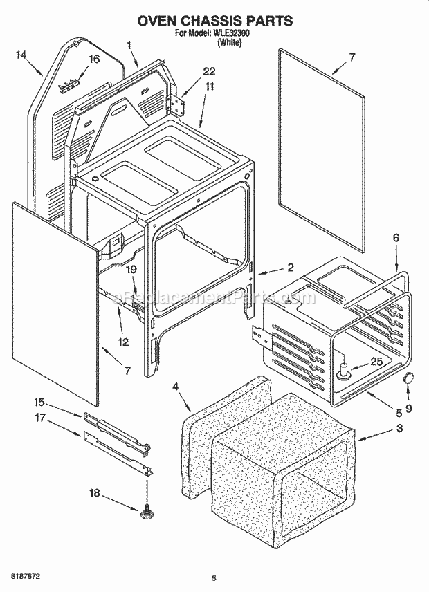 Whirlpool WLE32300 Freestanding Electric Oven Chassis Parts Diagram