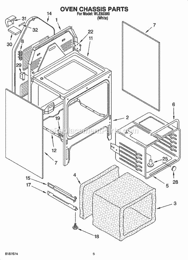 Whirlpool WLE83300 Freestanding Electric Oven Chassis Parts Diagram