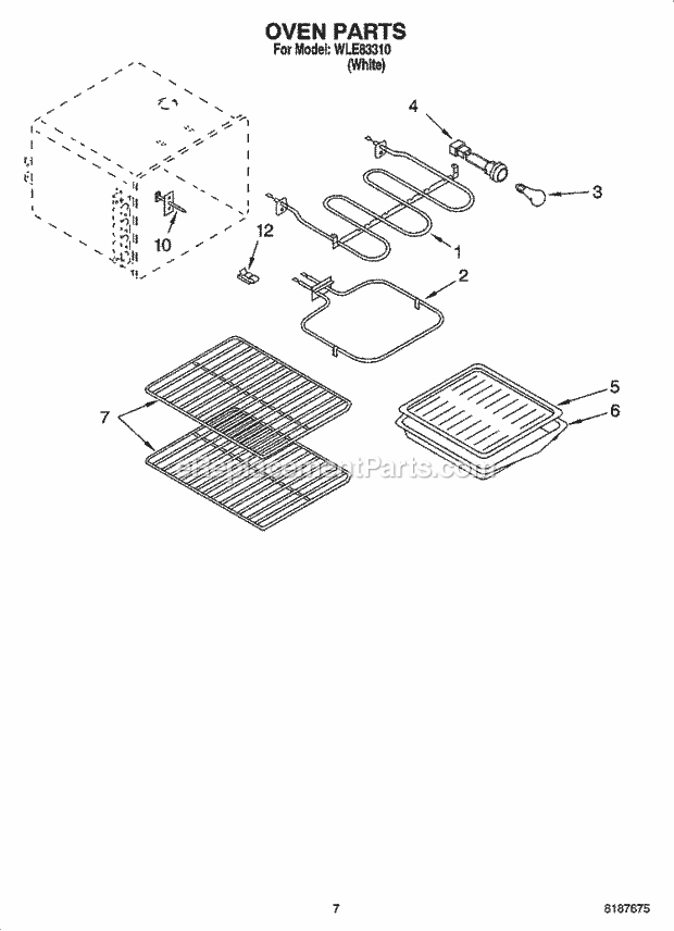 Whirlpool WLE83310 Freestanding Electric Oven Parts, Miscellaneous Parts Diagram