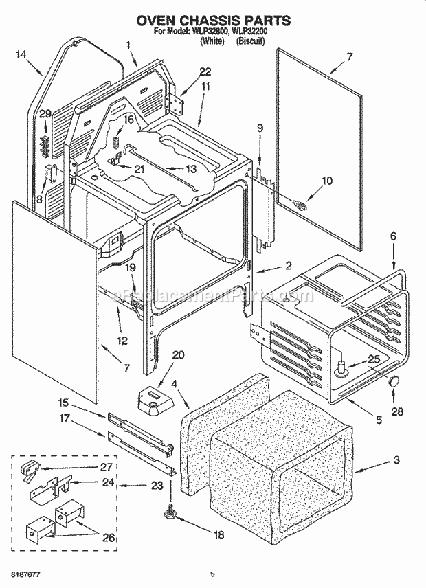 Whirlpool WLP32200 Freestanding Electric Oven Chassis Parts Diagram