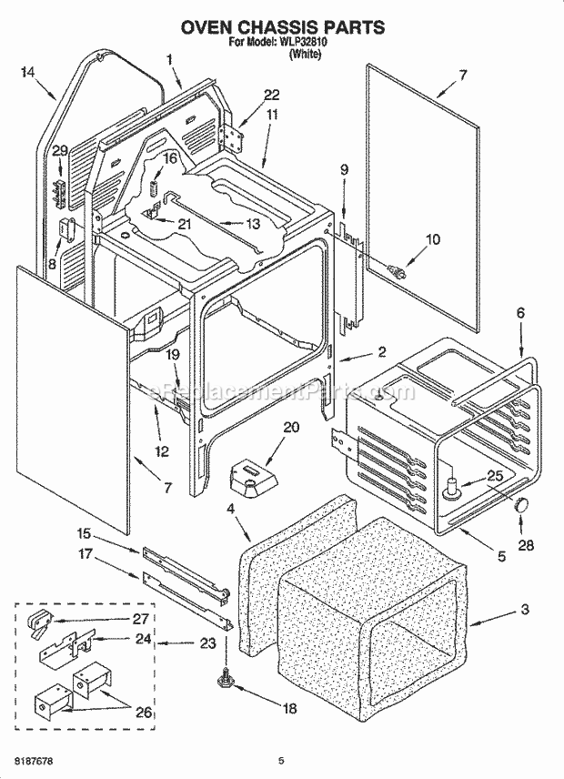 Whirlpool WLP32810 Freestanding Electric Oven Chassis Parts Diagram