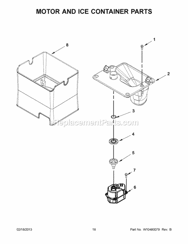 Whirlpool WRF990SLAB00 Refrigerator Motor and Ice Container Parts Diagram