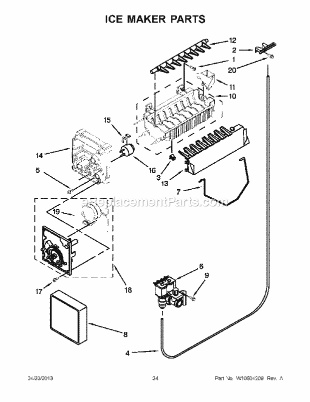 Whirlpool WRS325FDAW02 Refrigerator Ice Maker Parts Diagram