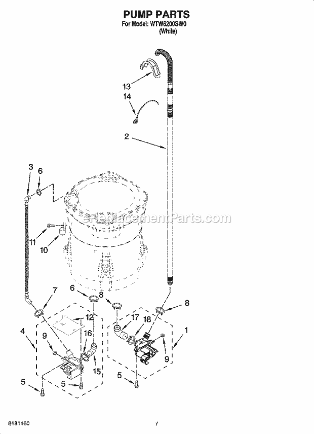 Whirlpool WTW6200SW0 Residential Washer Pump Parts, Optional Parts (Not Included) Diagram