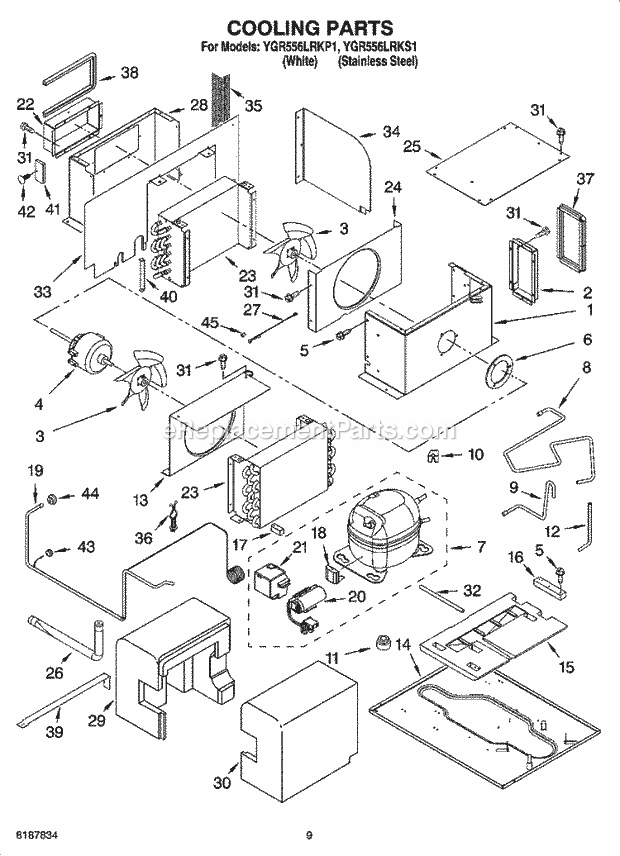 Whirlpool YGR556LRKP1 Refrigerator Range Cooling Parts Diagram