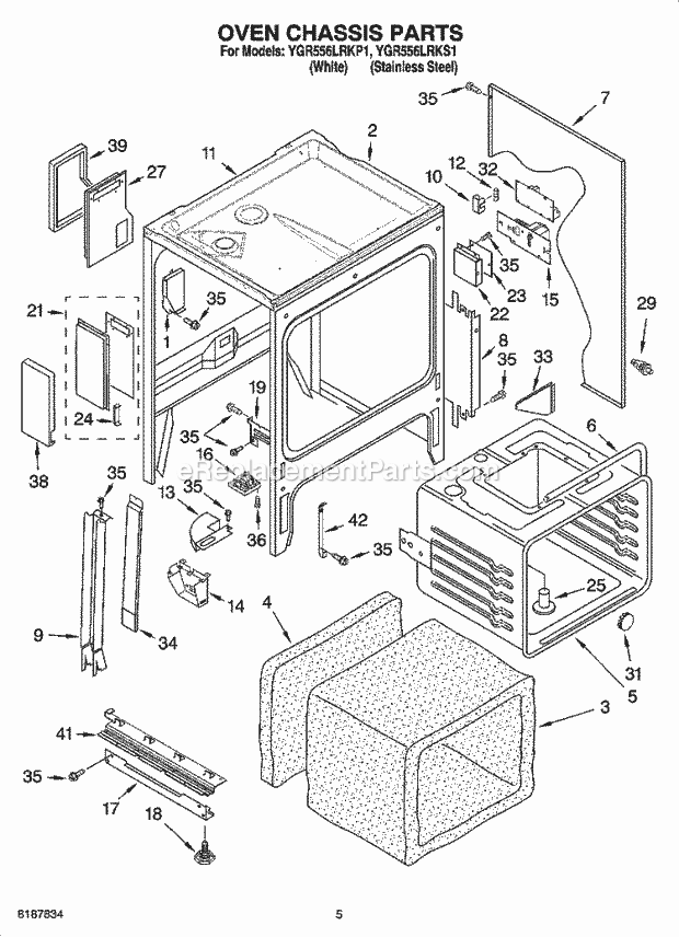 Whirlpool YGR556LRKP1 Refrigerator Range Oven Chassis Parts Diagram