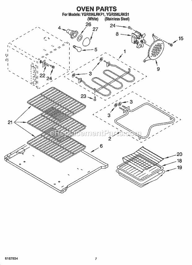 Whirlpool YGR556LRKP1 Refrigerator Range Oven Parts Diagram