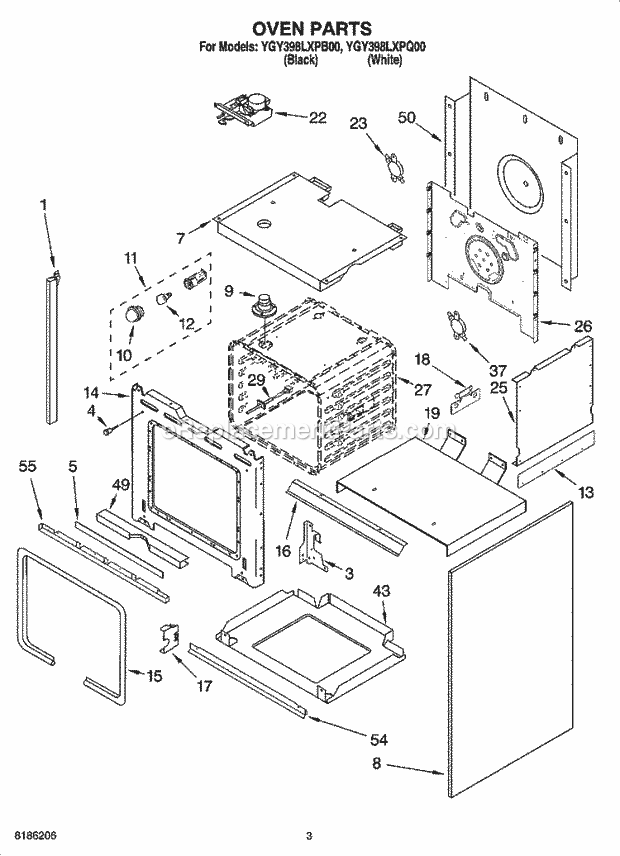 Whirlpool YGY398LXPQ00 Electric Slide-in Range Oven Parts Diagram