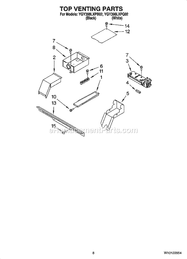 Whirlpool YGY398LXPQ02 Electric Slide-in Range Top Venting Parts, Optional Parts (Not Included) Diagram