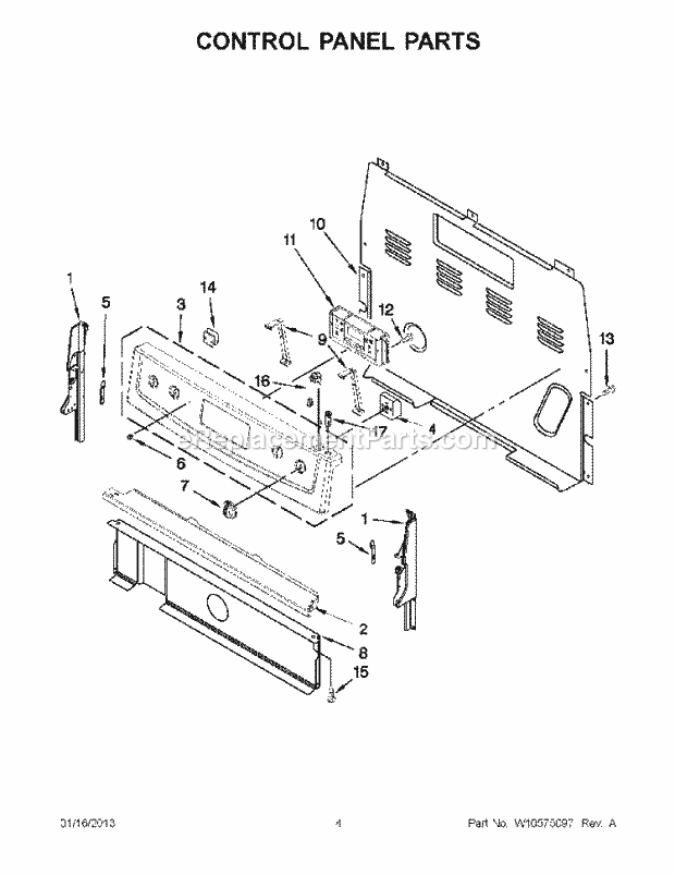 Whirlpool YIES426AS0 Range Control Panel Parts Diagram