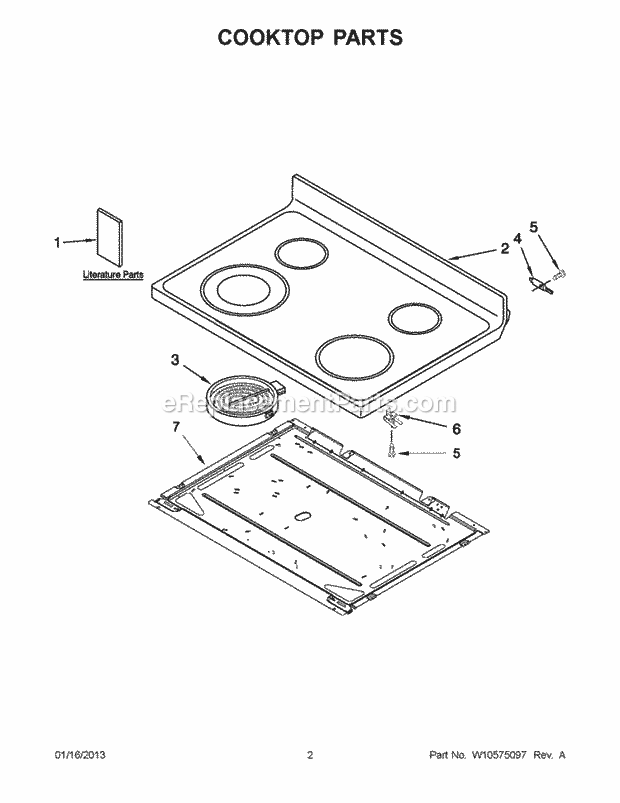 Whirlpool YIES426AS0 Range Cooktop Parts Diagram